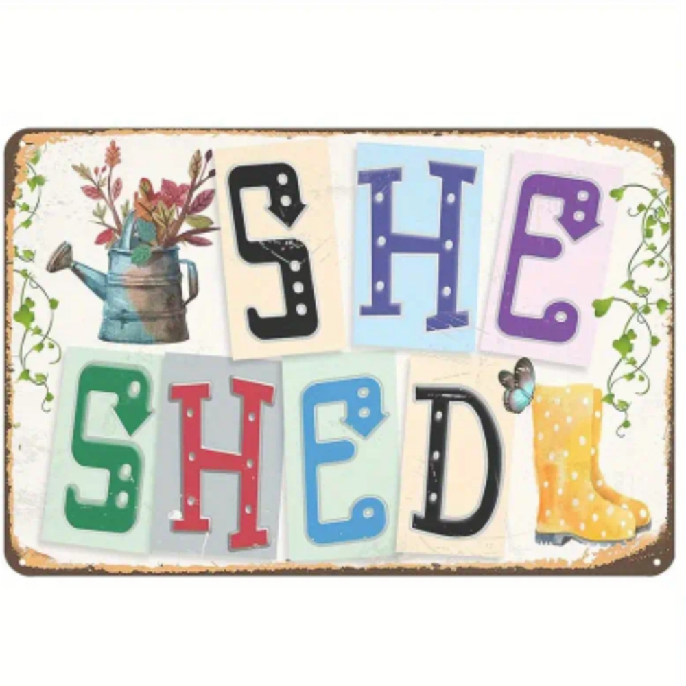 NEW Metal Sign She Shed Gardening 8x12